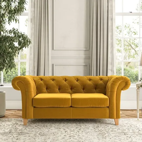 2-Seater Chesterfield Sofa - Amber, Velvet image