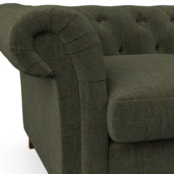 2-Seater Chesterfield Sofa - Green, Chenille