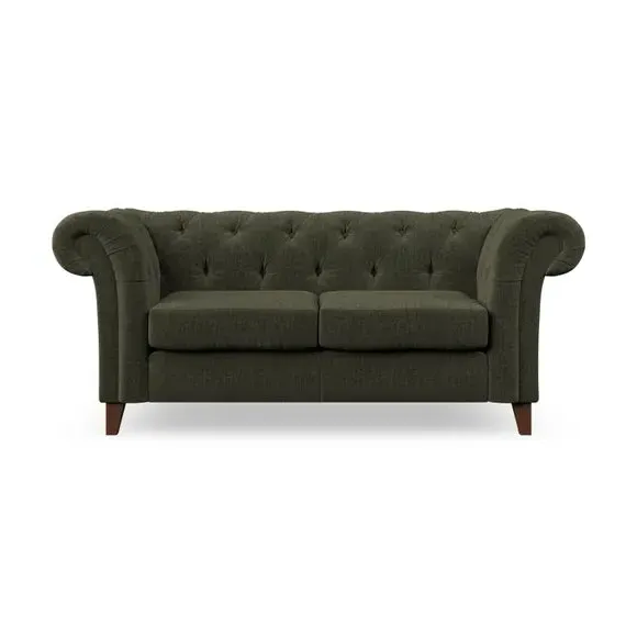 2-Seater Chesterfield Sofa - Green, Chenille