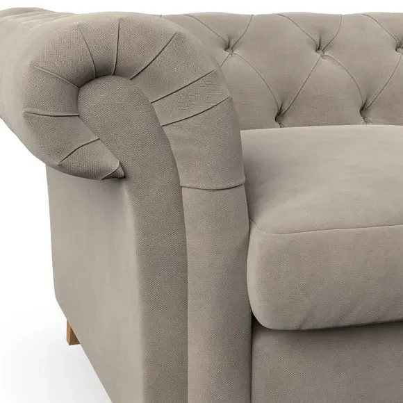 2-Seater Chesterfield Sofa - Mushroom, Chenille