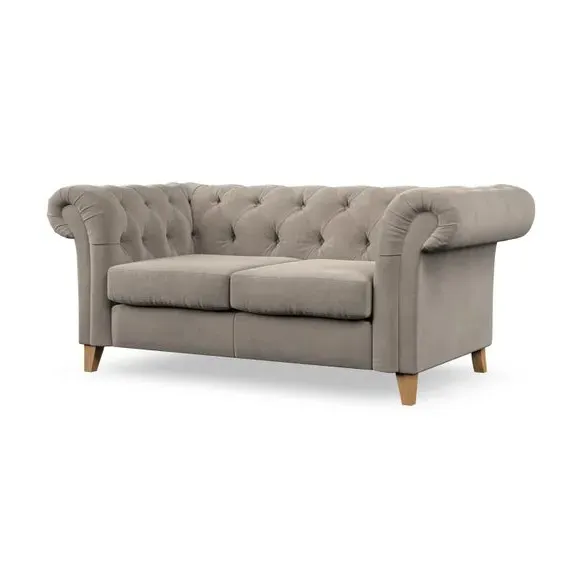 2-Seater Chesterfield Sofa - Mushroom, Chenille