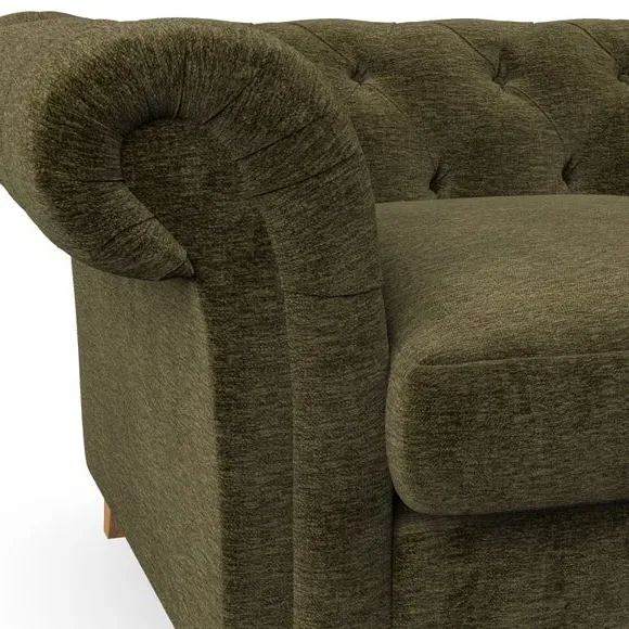 2-Seater Chesterfield Sofa - Olive, Chenille