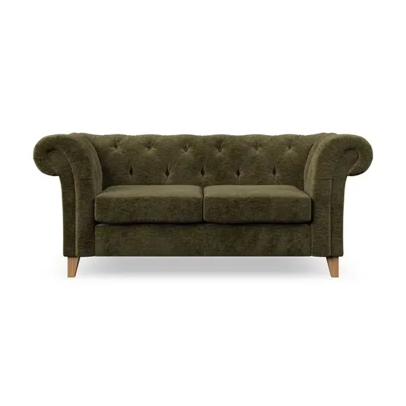 2-Seater Chesterfield Sofa - Olive, Chenille