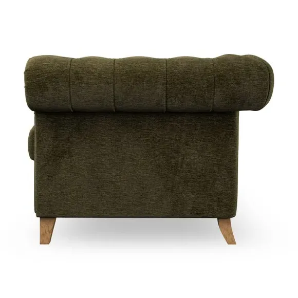 2-Seater Chesterfield Sofa - Olive, Chenille