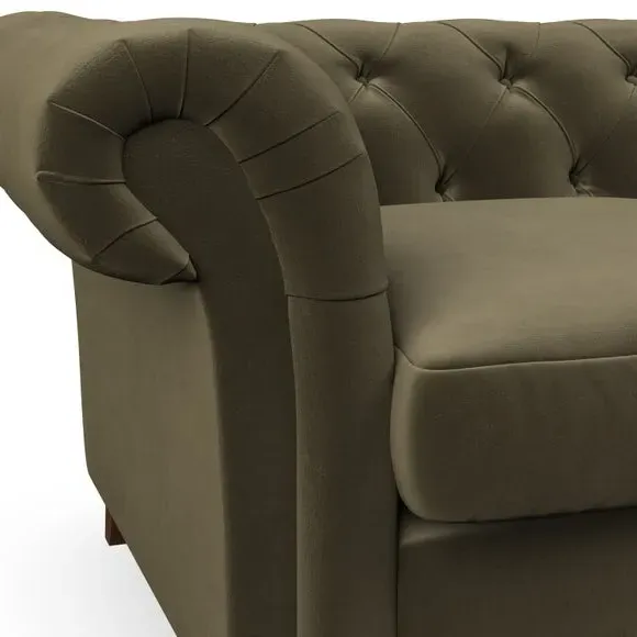 2-Seater Chesterfield Sofa - Olive, Velvet