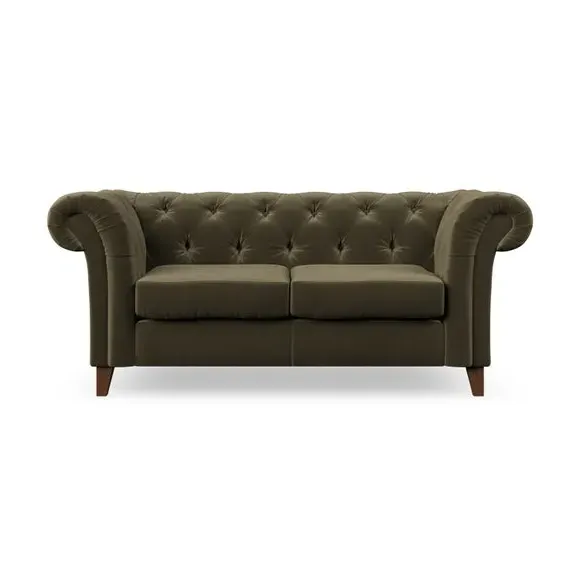 2-Seater Chesterfield Sofa - Olive, Velvet