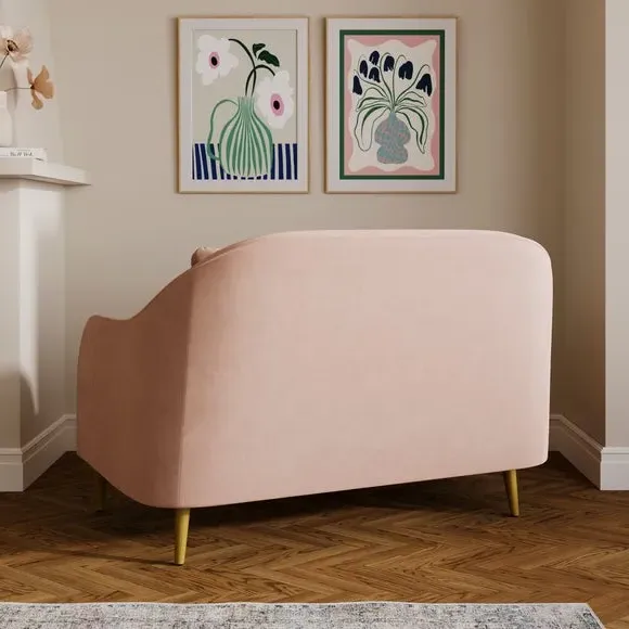 2-Seater Compact Sofa Curved Back - Apricot, Velvet