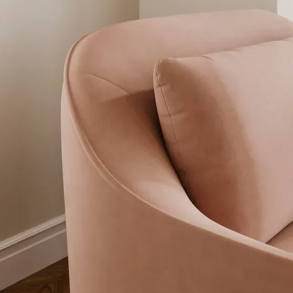 2-Seater Compact Sofa Curved Back - Apricot, Velvet