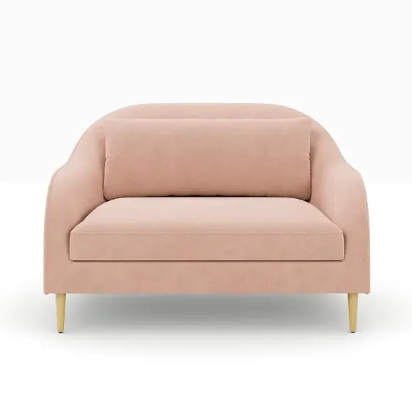 2-Seater Compact Sofa Curved Back - Apricot, Velvet