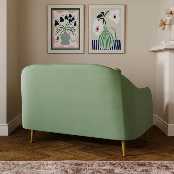 2-Seater Compact Sofa Curved Back - Sage, Velvet