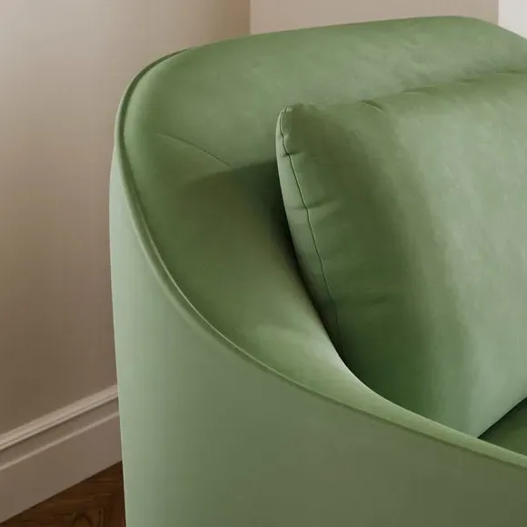 2-Seater Compact Sofa Curved Back - Sage, Velvet