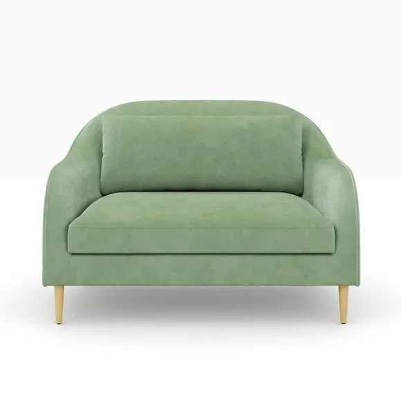 2-Seater Compact Sofa Curved Back - Sage, Velvet