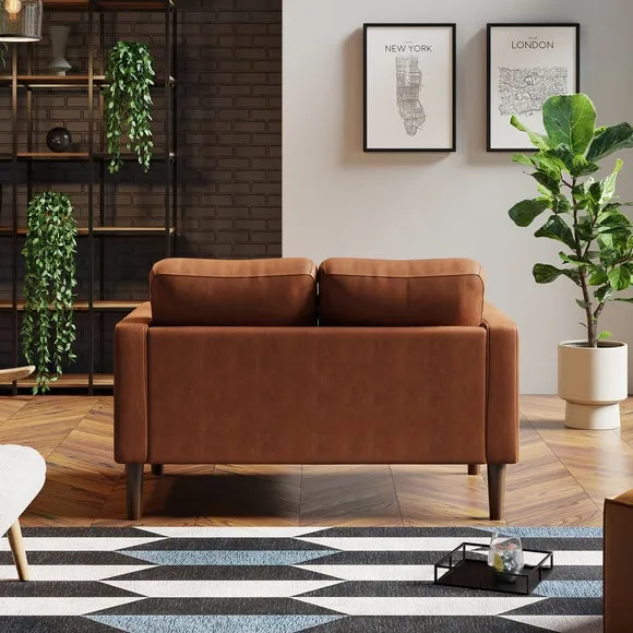 2-Seater Compact Sofa - Tan, Faux Leather