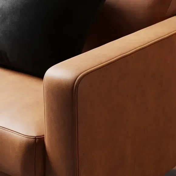 2-Seater Compact Sofa - Tan, Faux Leather