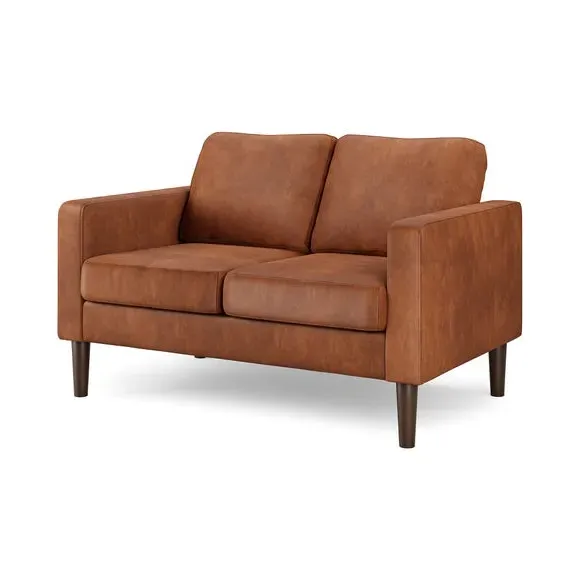 2-Seater Compact Sofa - Tan, Faux Leather