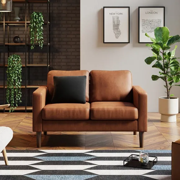 2-Seater Compact Sofa - Tan, Faux Leather image