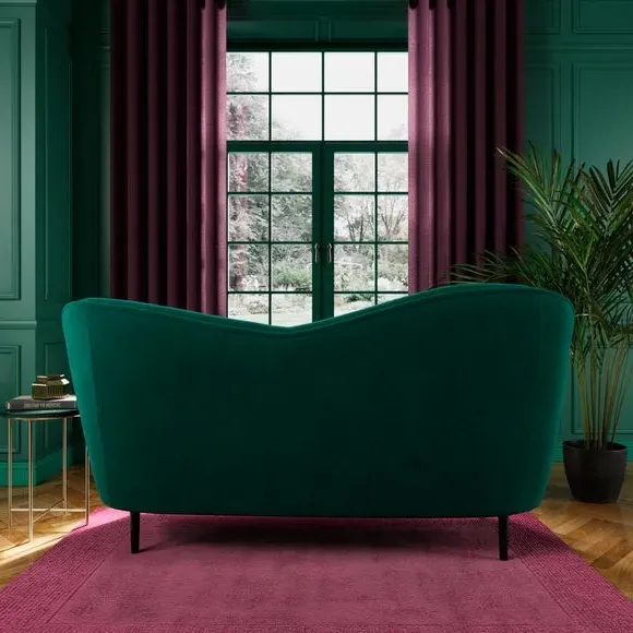 2-Seater Curved Sofa with Foam Cushions - Emerald