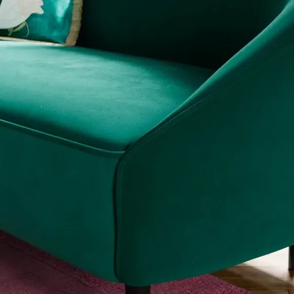 2-Seater Curved Sofa with Foam Cushions - Emerald