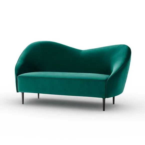 2-Seater Curved Sofa with Foam Cushions - Emerald