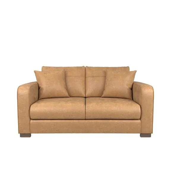 2-Seater Deep Sit Sofa - Tan, Faux Leather