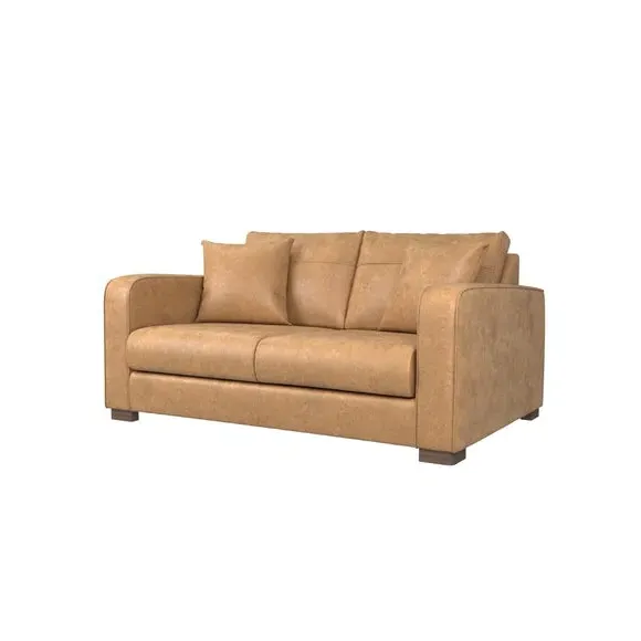 2-Seater Deep Sit Sofa - Tan, Faux Leather