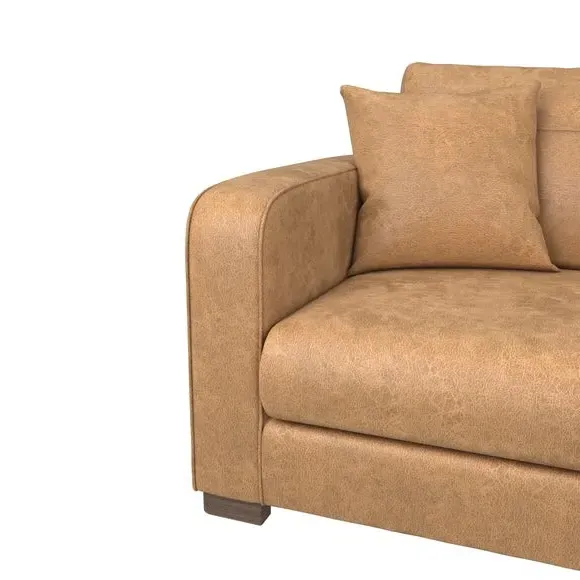 2-Seater Deep Sit Sofa - Tan, Faux Leather