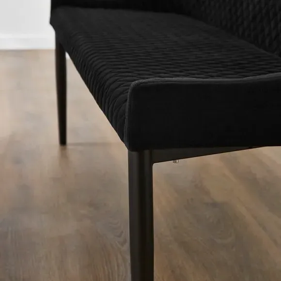 2-Seater Dining Bench - Black, Velvet