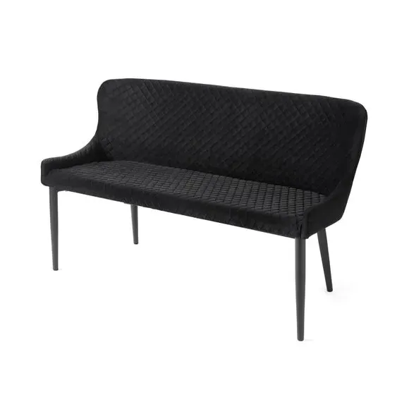2-Seater Dining Bench - Black, Velvet