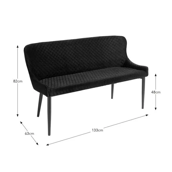 2-Seater Dining Bench - Black, Velvet
