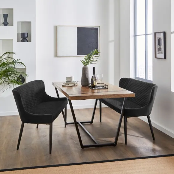 2-Seater Dining Bench - Black, Velvet image