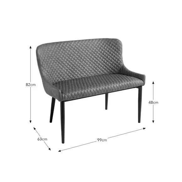 2-Seater Dining Bench - Grey, Faux Leather