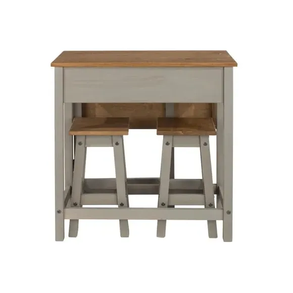 2-Seater Drop Leaf Dining Set - Grey, Pine