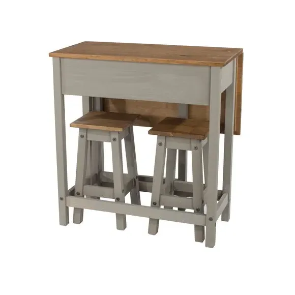2-Seater Drop Leaf Dining Set - Grey, Pine