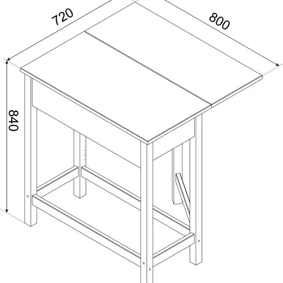 2-Seater Drop Leaf Dining Set - Grey, Pine