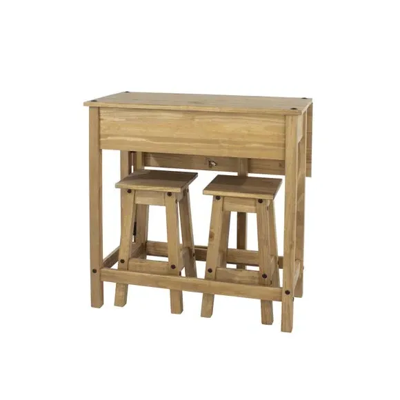 2-Seater Drop Leaf Dining Set - Natural, Pine