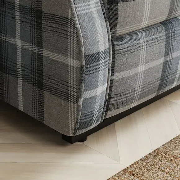2-Seater Electric Recliner with Check Print - Grey