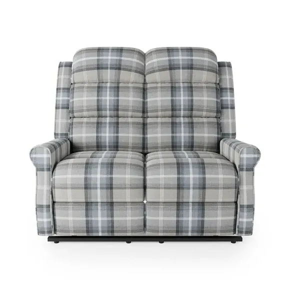 2-Seater Electric Recliner with Check Print - Grey
