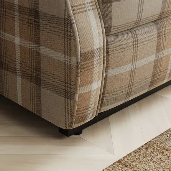 2-Seater Electric Recliner with Check Print - Natural