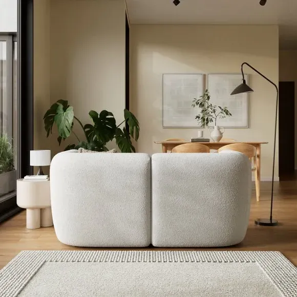 2-Seater Modular Sofa - Natural, Boucle