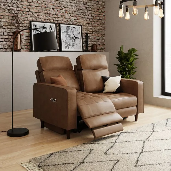 2-Seater Power Recliner Sofa - Mocha, Faux Leather