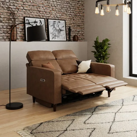 2-Seater Power Recliner Sofa - Mocha, Faux Leather