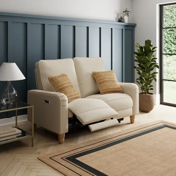 2-Seater Power Recliner Sofa - Natural, Fabric