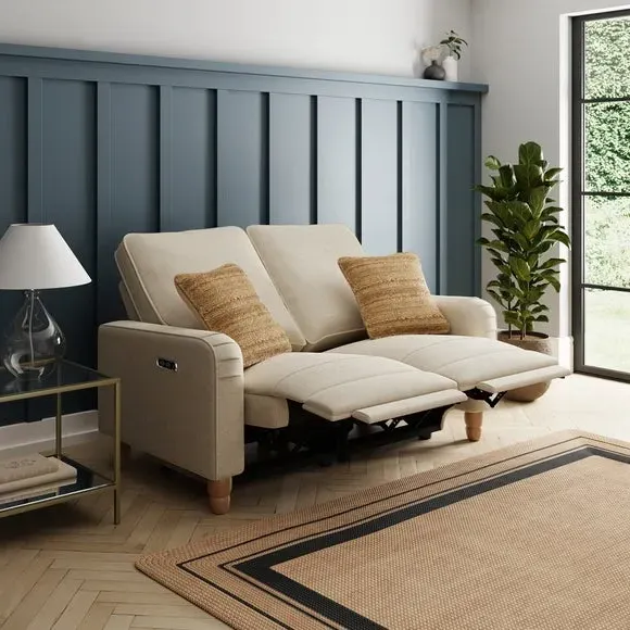 2-Seater Power Recliner Sofa - Natural, Fabric