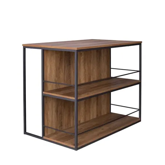2-Seater Rectangular Bar Table - Pine, Metal