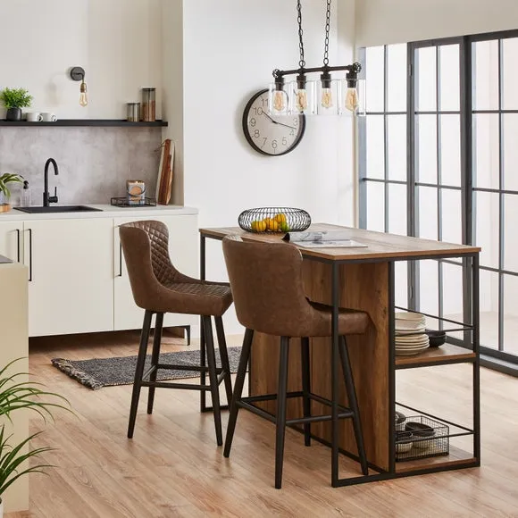 2-Seater Rectangular Bar Table - Pine, Metal image