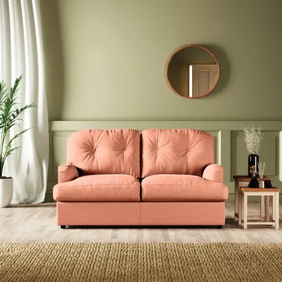 2-Seater Sofa Bed Convertible - Apricot, Velvet
