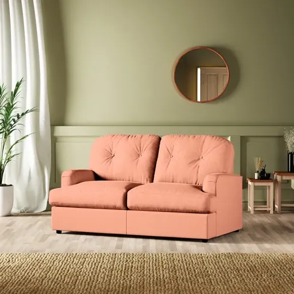 2-Seater Sofa Bed Convertible - Apricot, Velvet