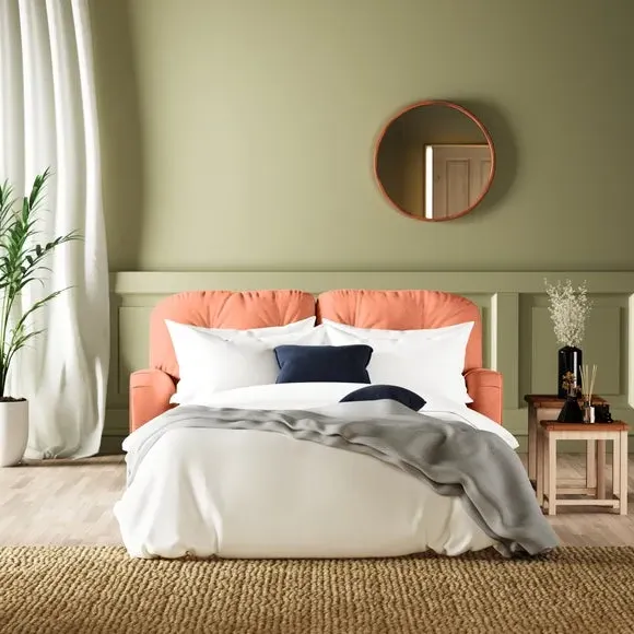 2-Seater Sofa Bed Convertible - Apricot, Velvet image