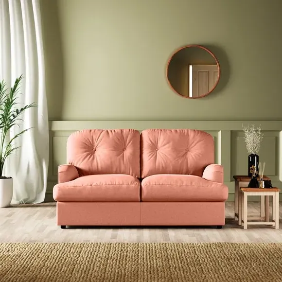 2-Seater Sofa Bed Convertible - Coral, Velvet