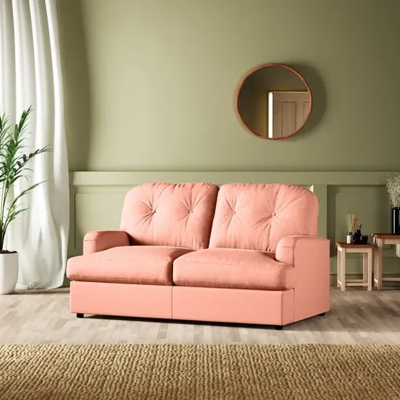 2-Seater Sofa Bed Convertible - Coral, Velvet